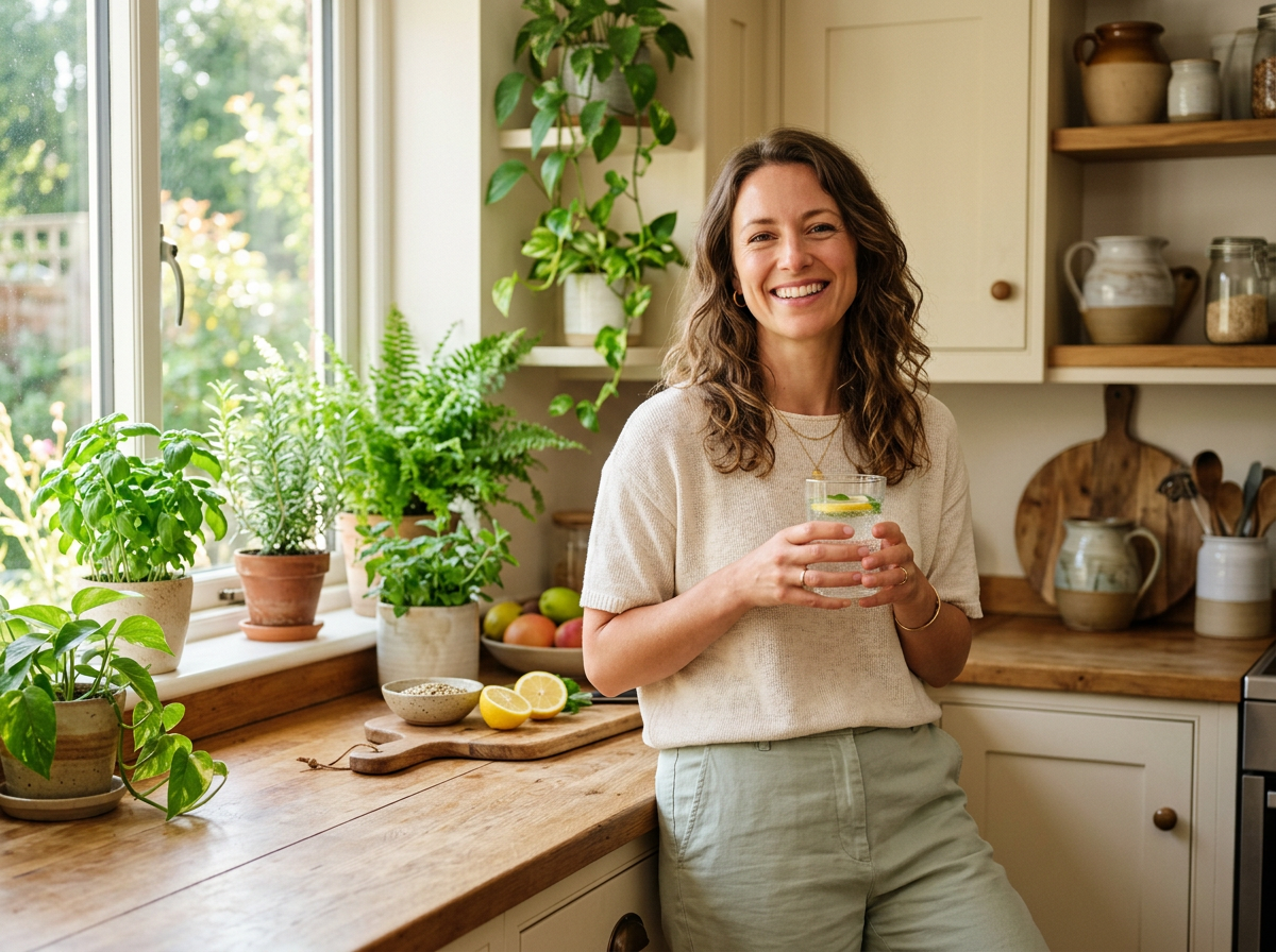 Woman enjoying a healthy wellness routine